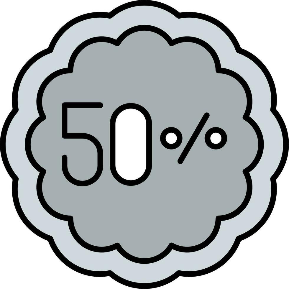 50 por ciento línea lleno icono vector