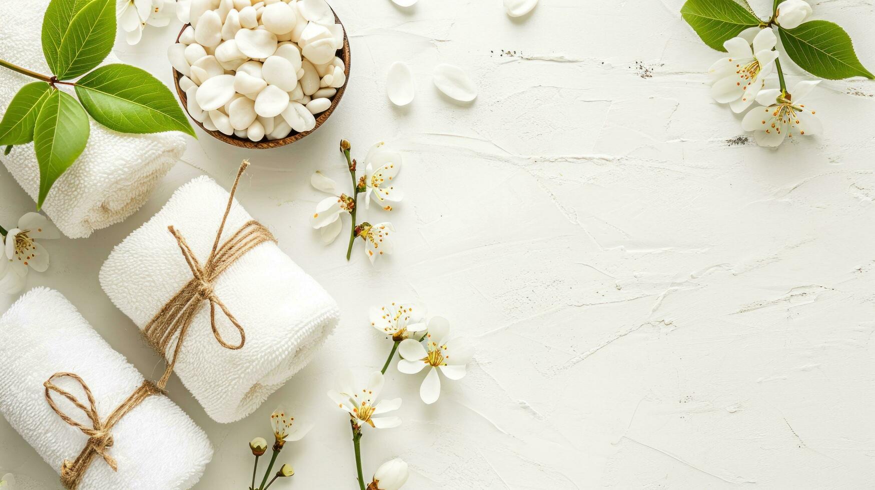 AI generated spa and beauty background with copy space photo