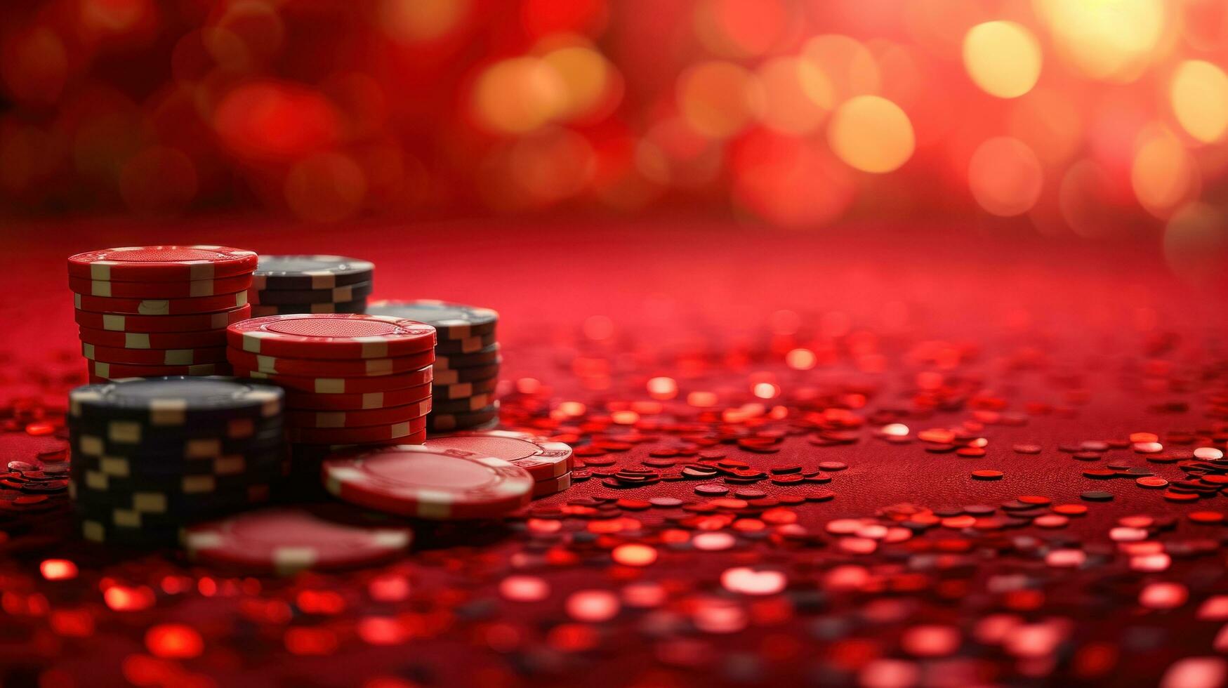 AI generated red casino background with copy space photo