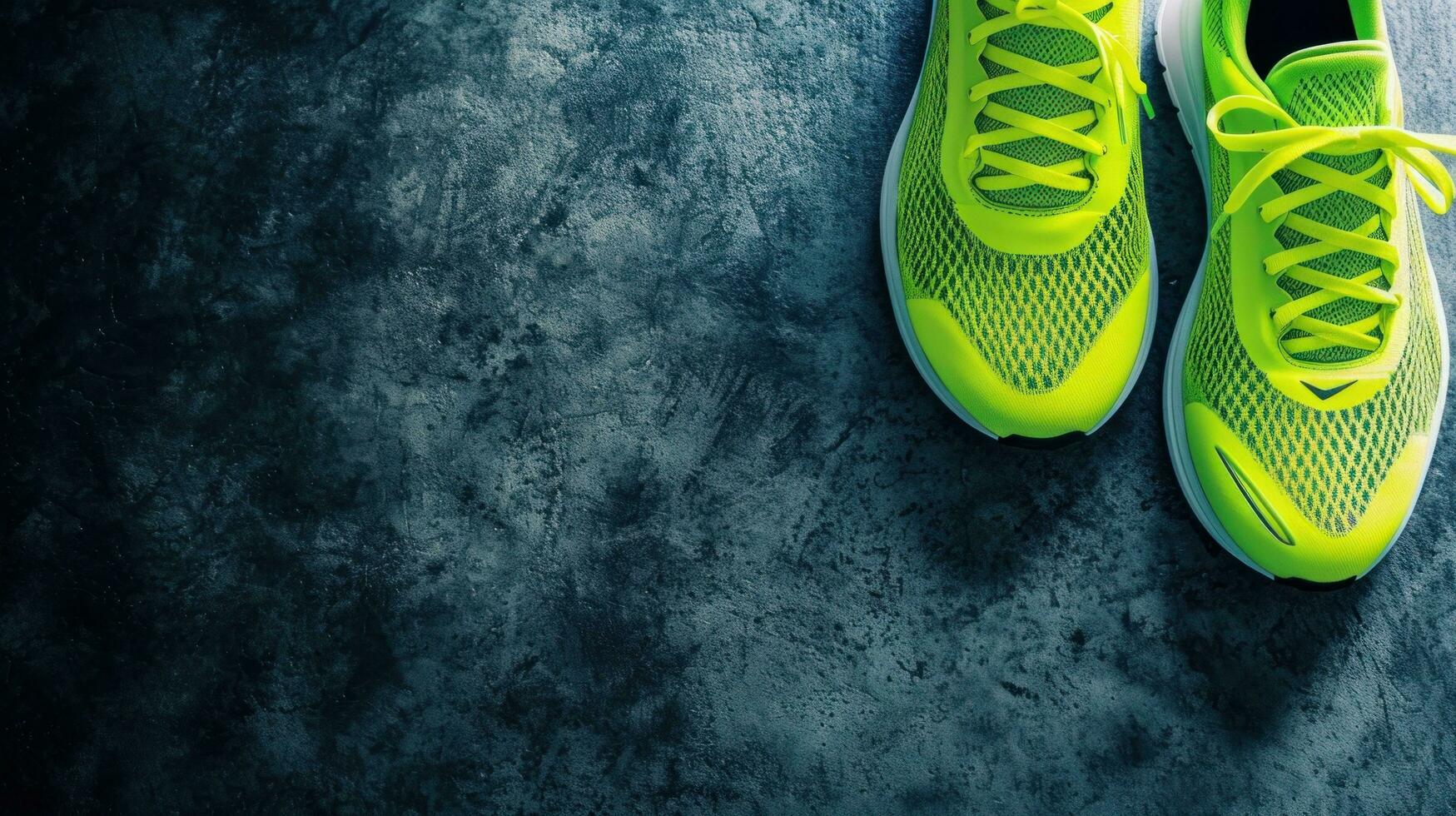 AI generated sporting shoes advertisment background with copy space photo