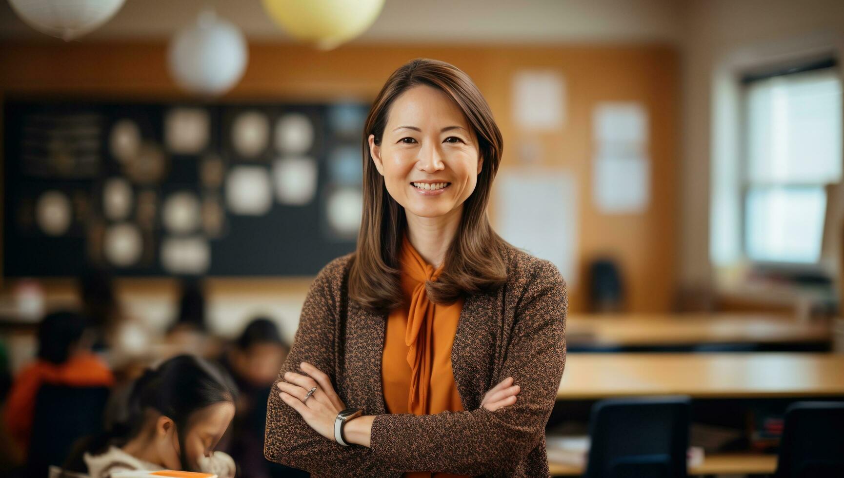 AI generated a picture of a teacher in her classroom photo
