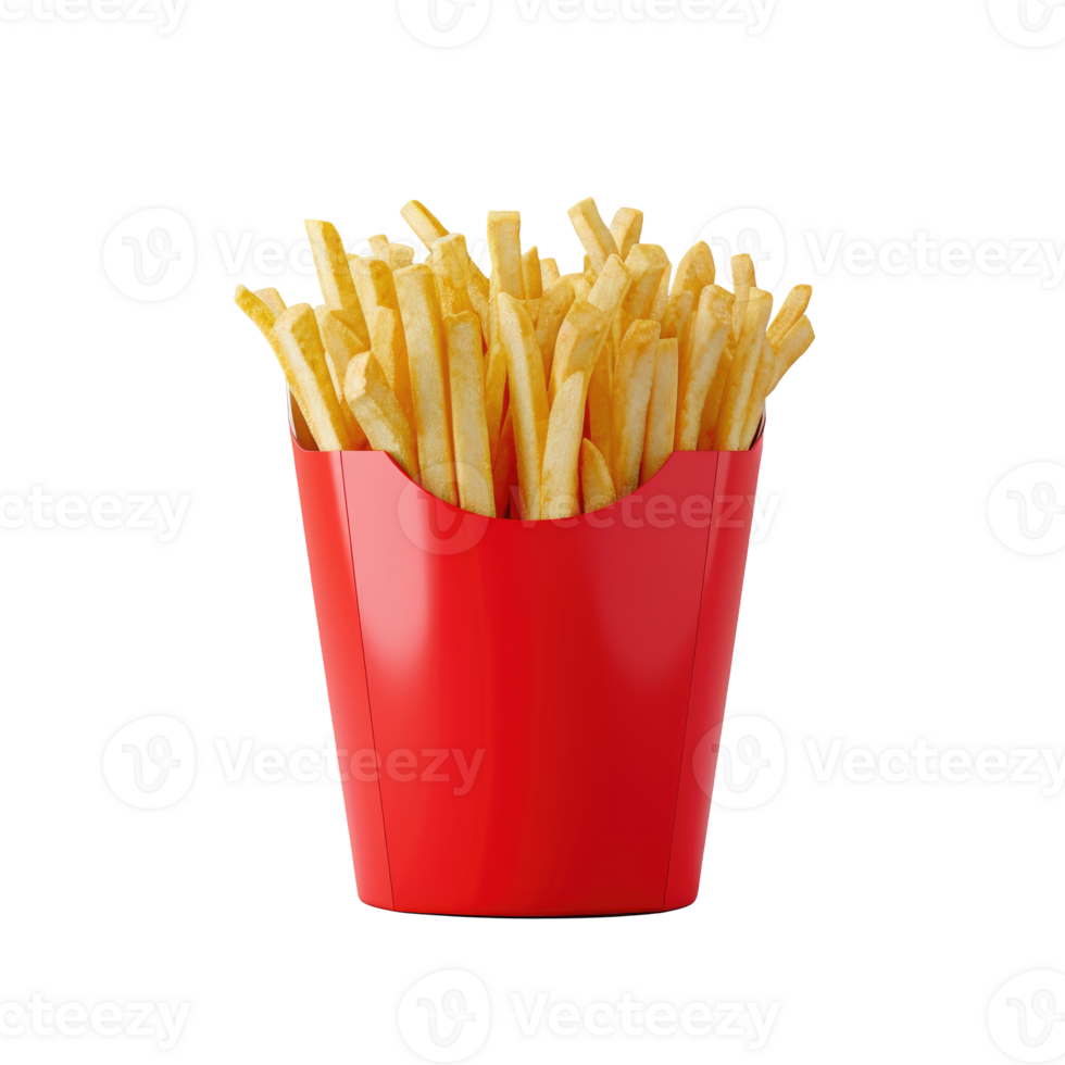 AI generated French fries in bucket Isolated on white background png