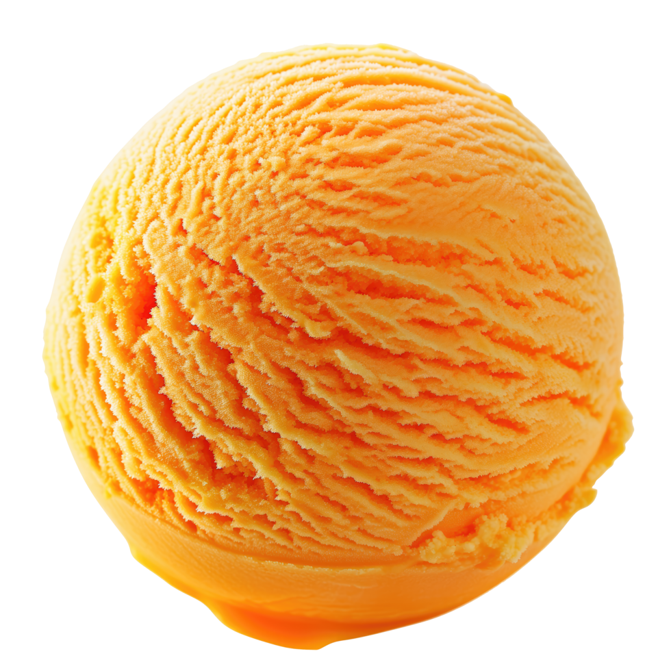 ai generiert Orange Eis Sahne Ball isoliert auf Weiß Hintergrund png