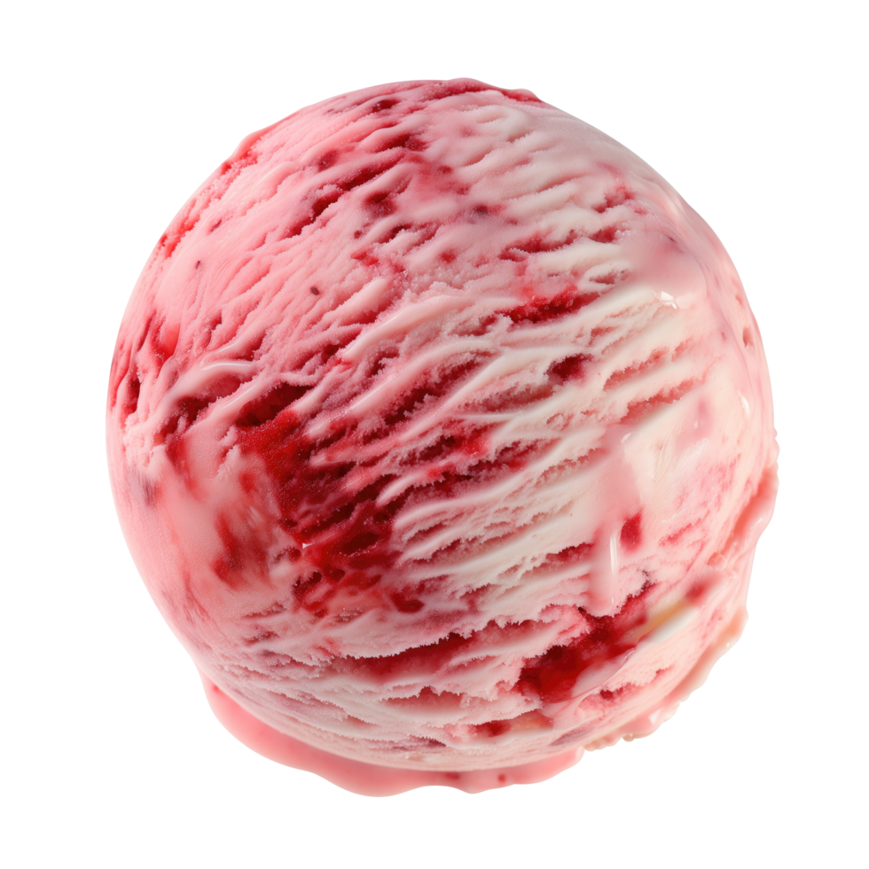 ai generado fresas hielo crema pelota aislado en blanco antecedentes png