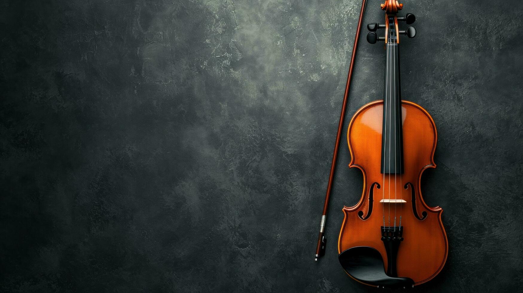 AI generated Violin Concert advertisment background with copy space photo