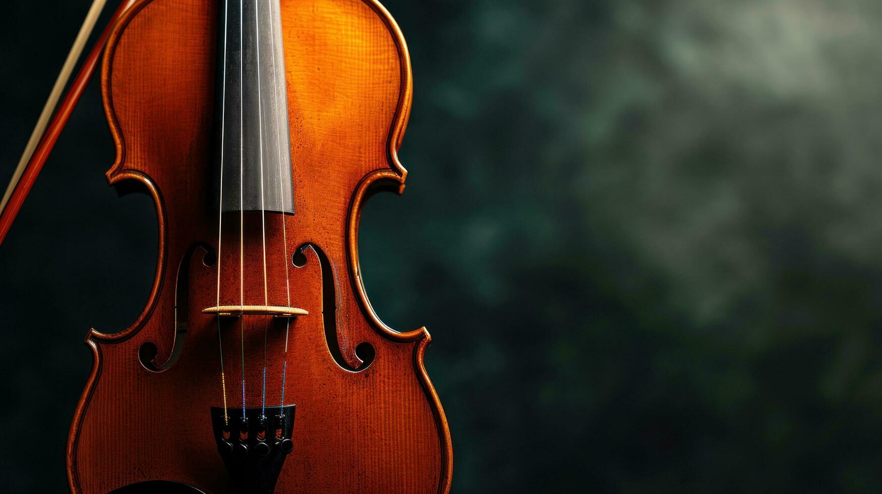 AI generated Violin Concert advertisment background with copy space photo