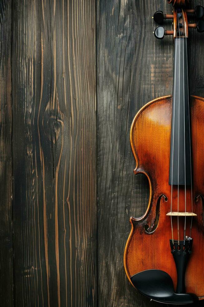 AI generated Violin Concert advertisment background with copy space photo