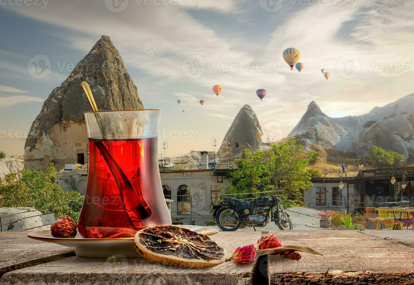 Turkish tea and Cappadocia photo