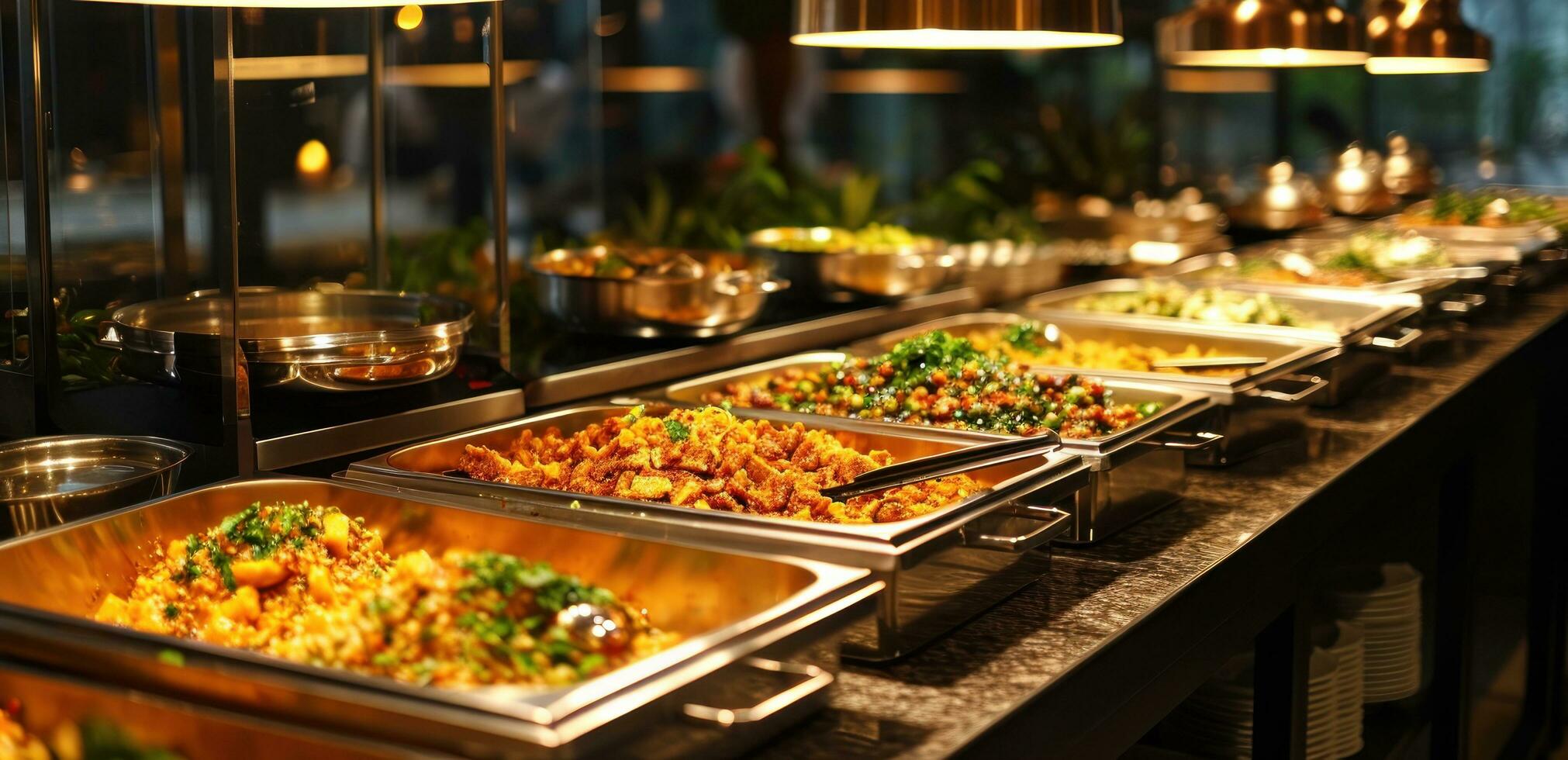 AI generated buffet food service at a business photo