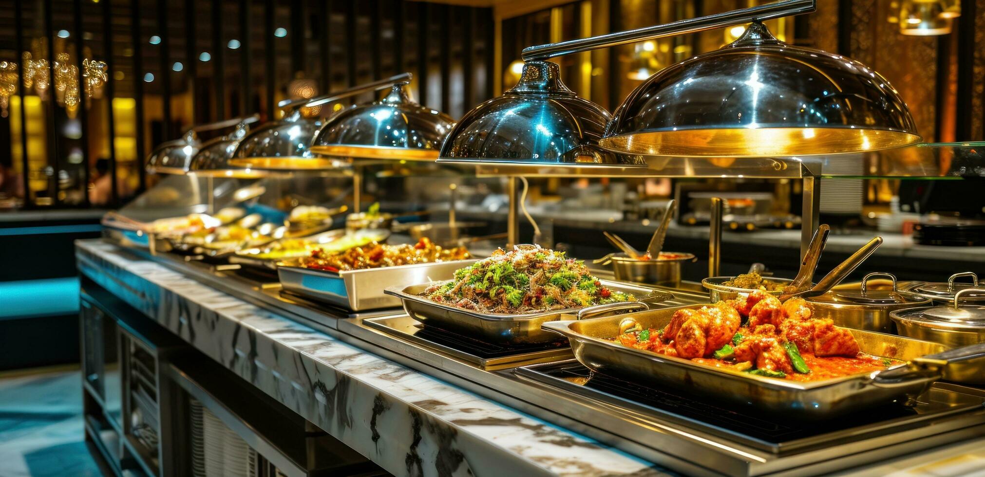 AI generated buffet food service at a business photo