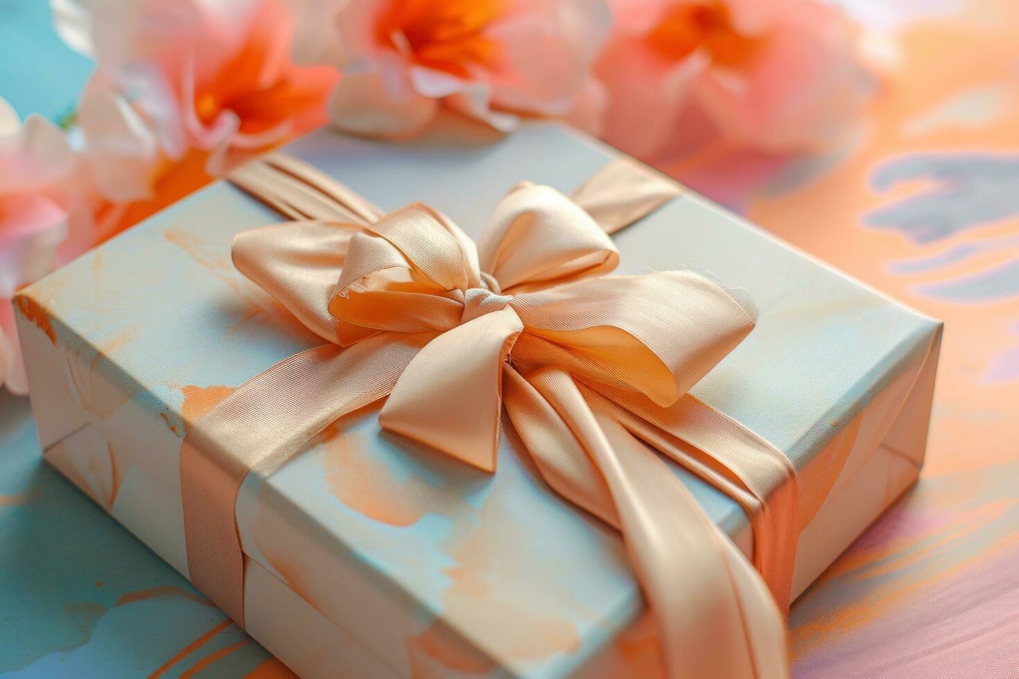 AI generated a present box is shown open on a colorful background photo