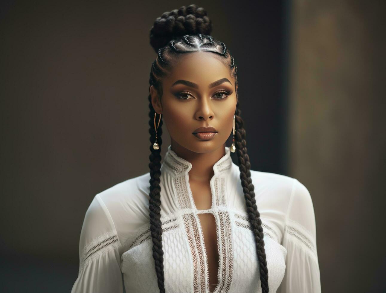 AI generated black model girl with braid hairstyles photo