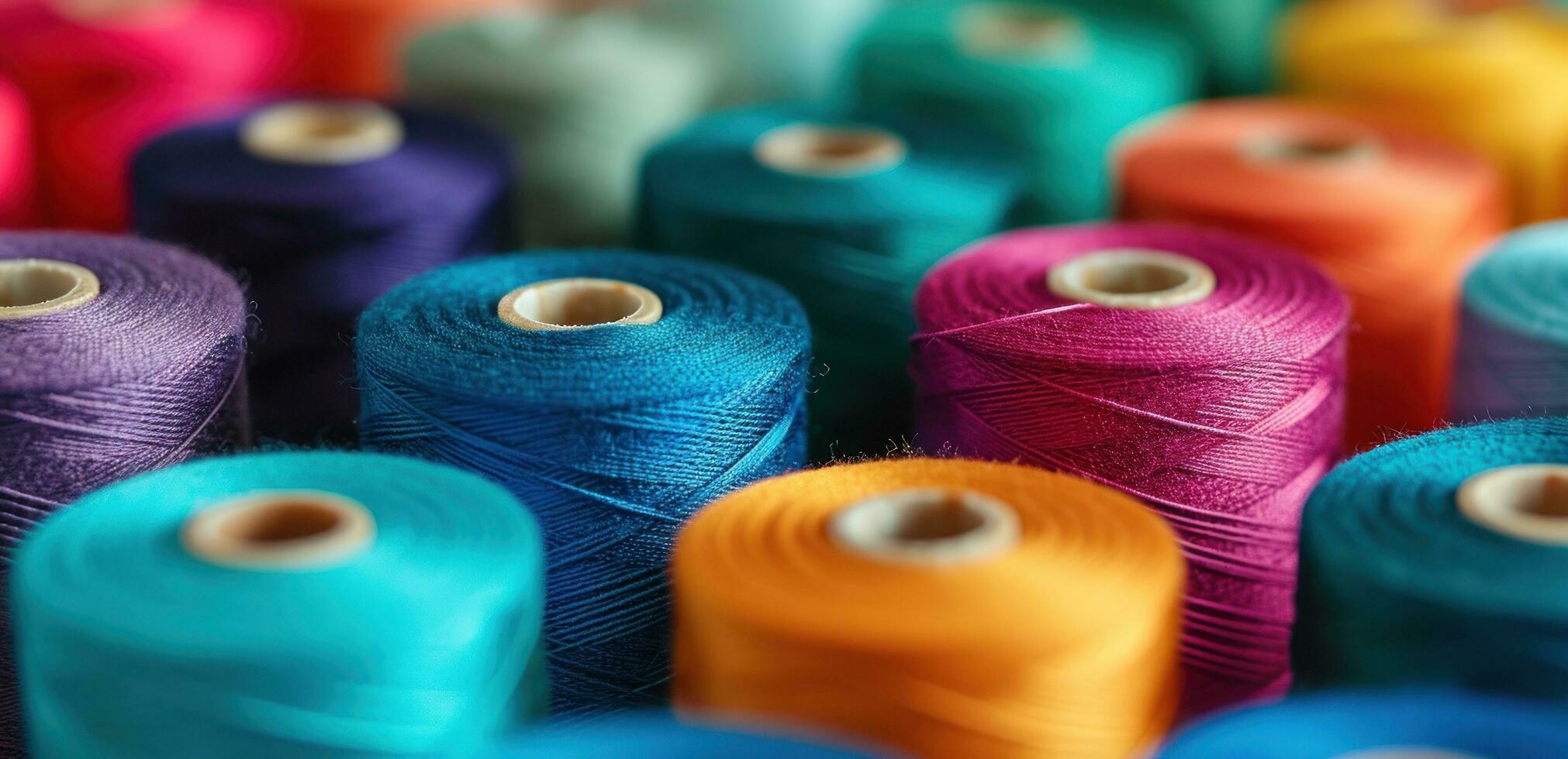 AI generated colorful sewing threads for commercial knit photo