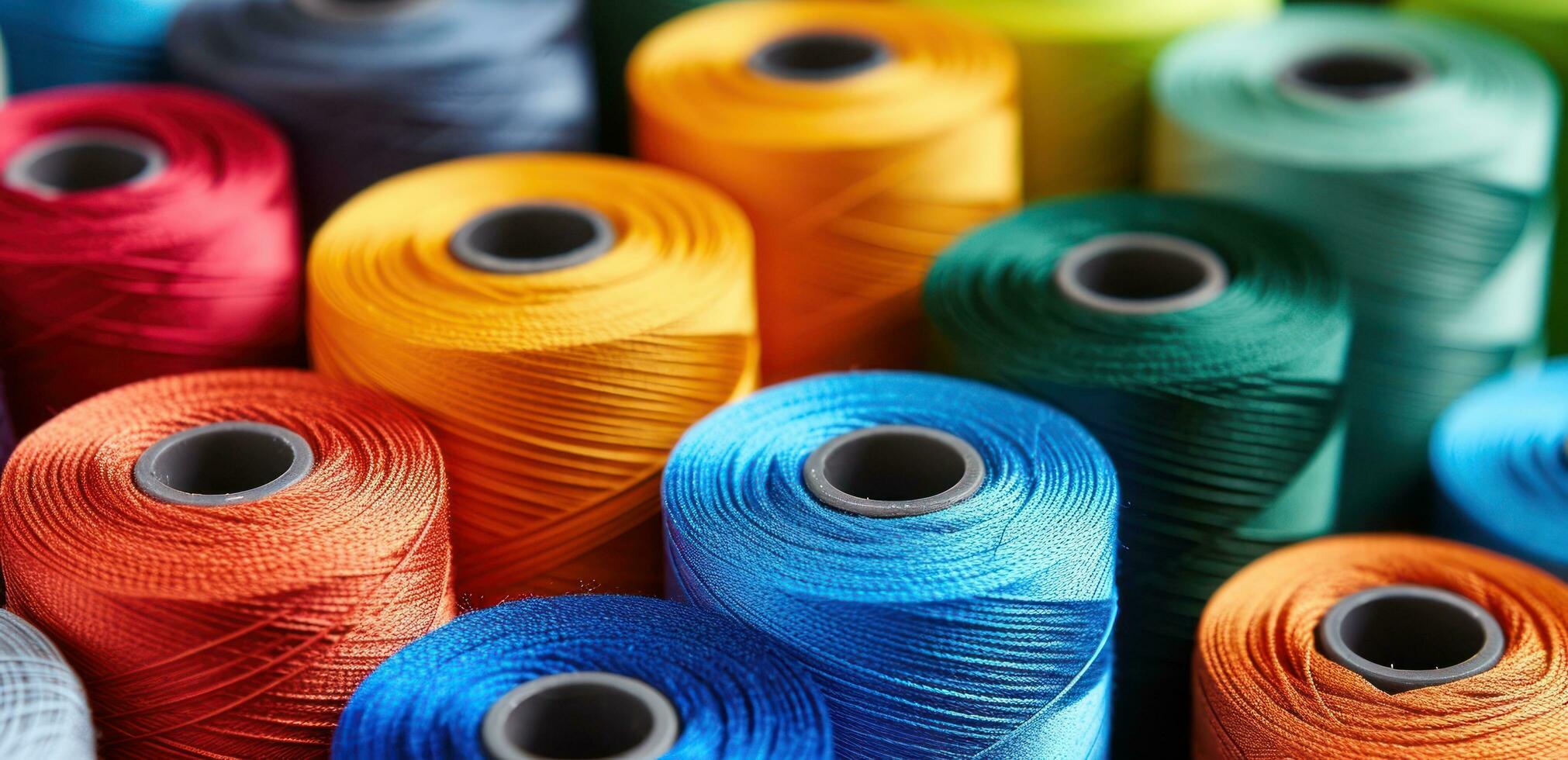 AI generated colorful sewing threads for commercial knit photo