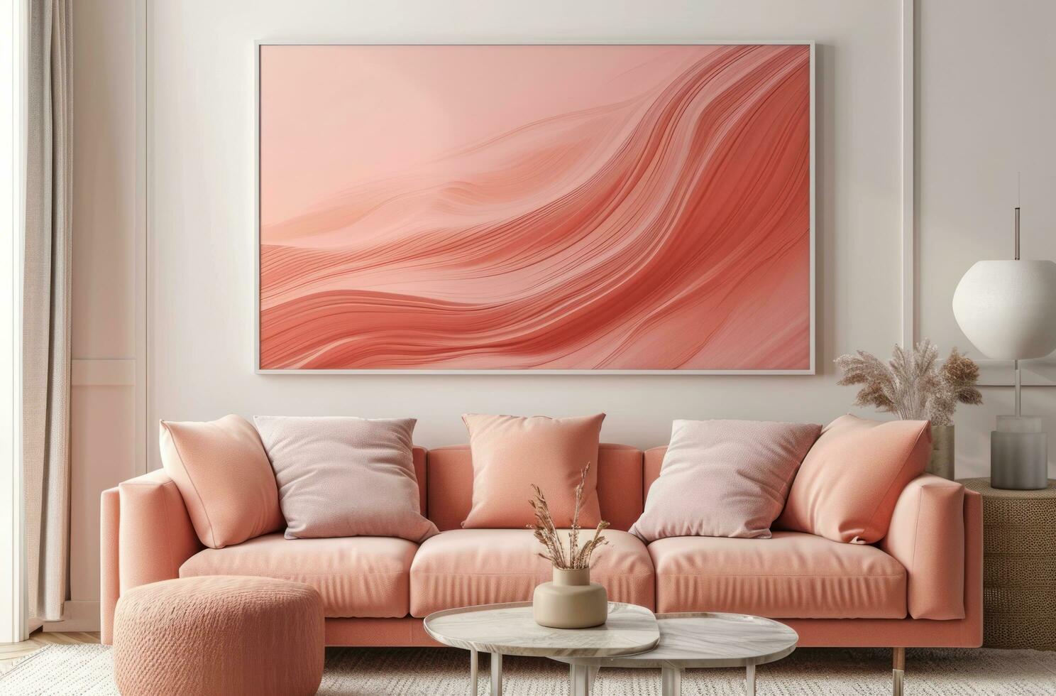 AI generated light pink wall art with a large print of abstract pink background photo