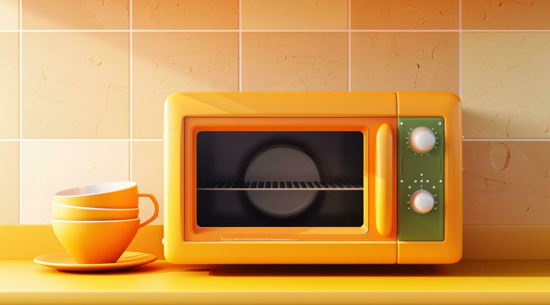 AI generated the microwave next to a dish and cup photo