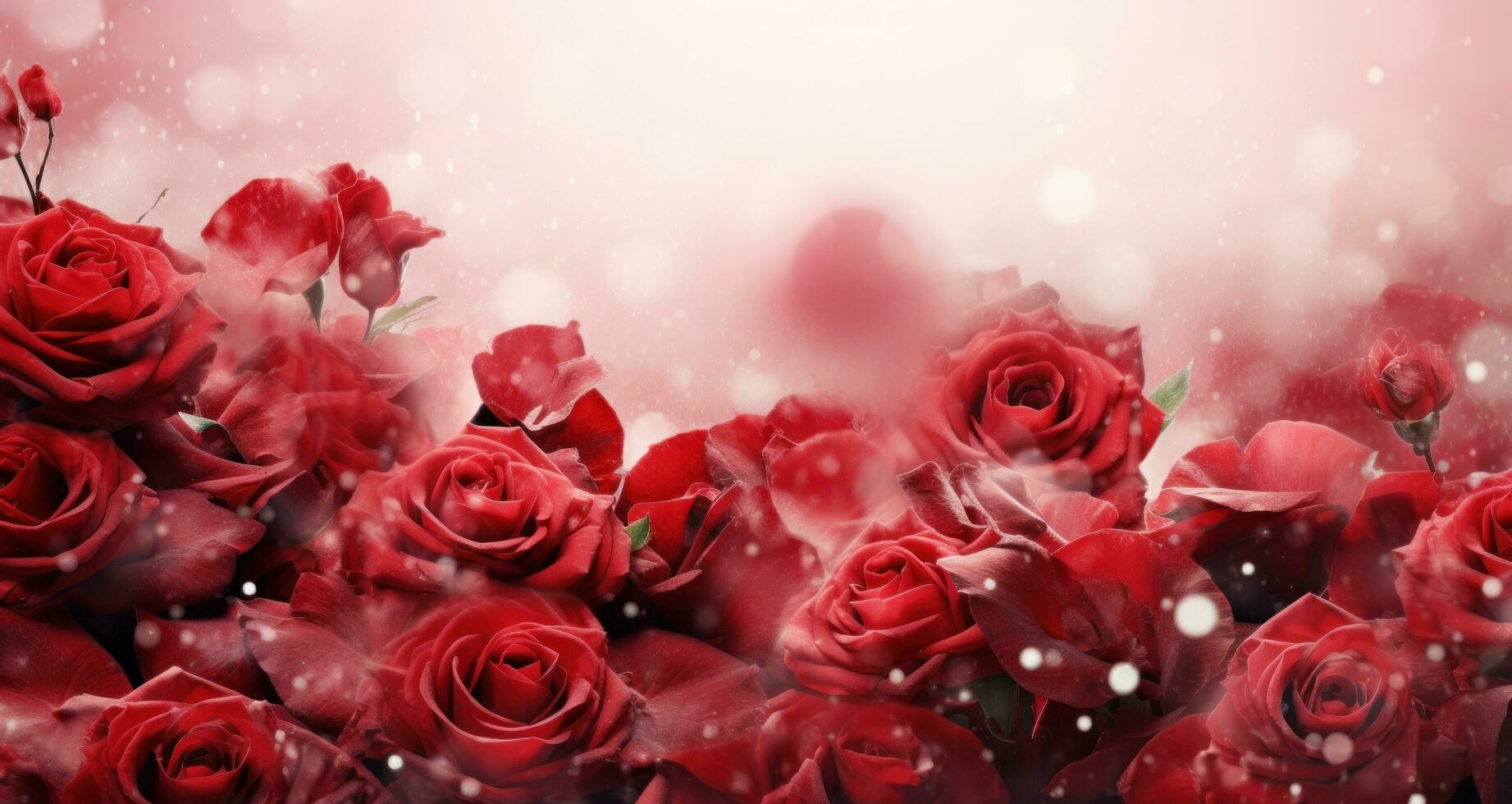 AI generated red roses falling out of the background photo