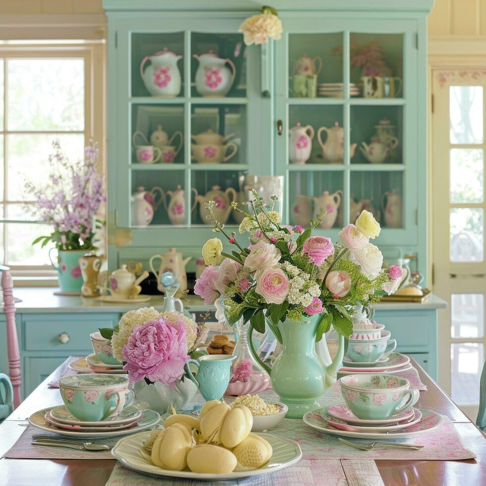 AI generated Cottage Chic Easter Kitchen photo