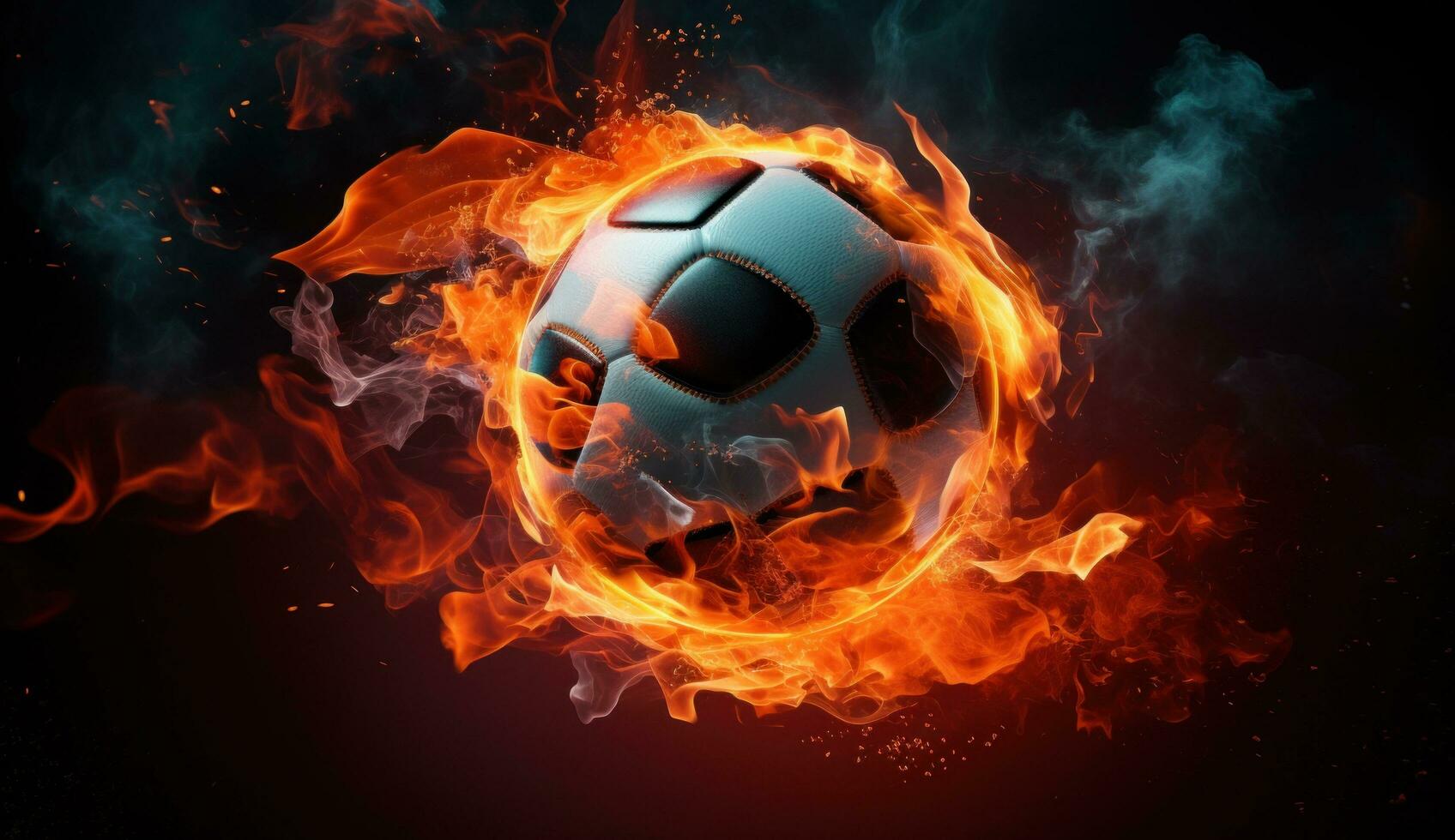 AI generated an image of a soccer ball that is surrounded by fire photo