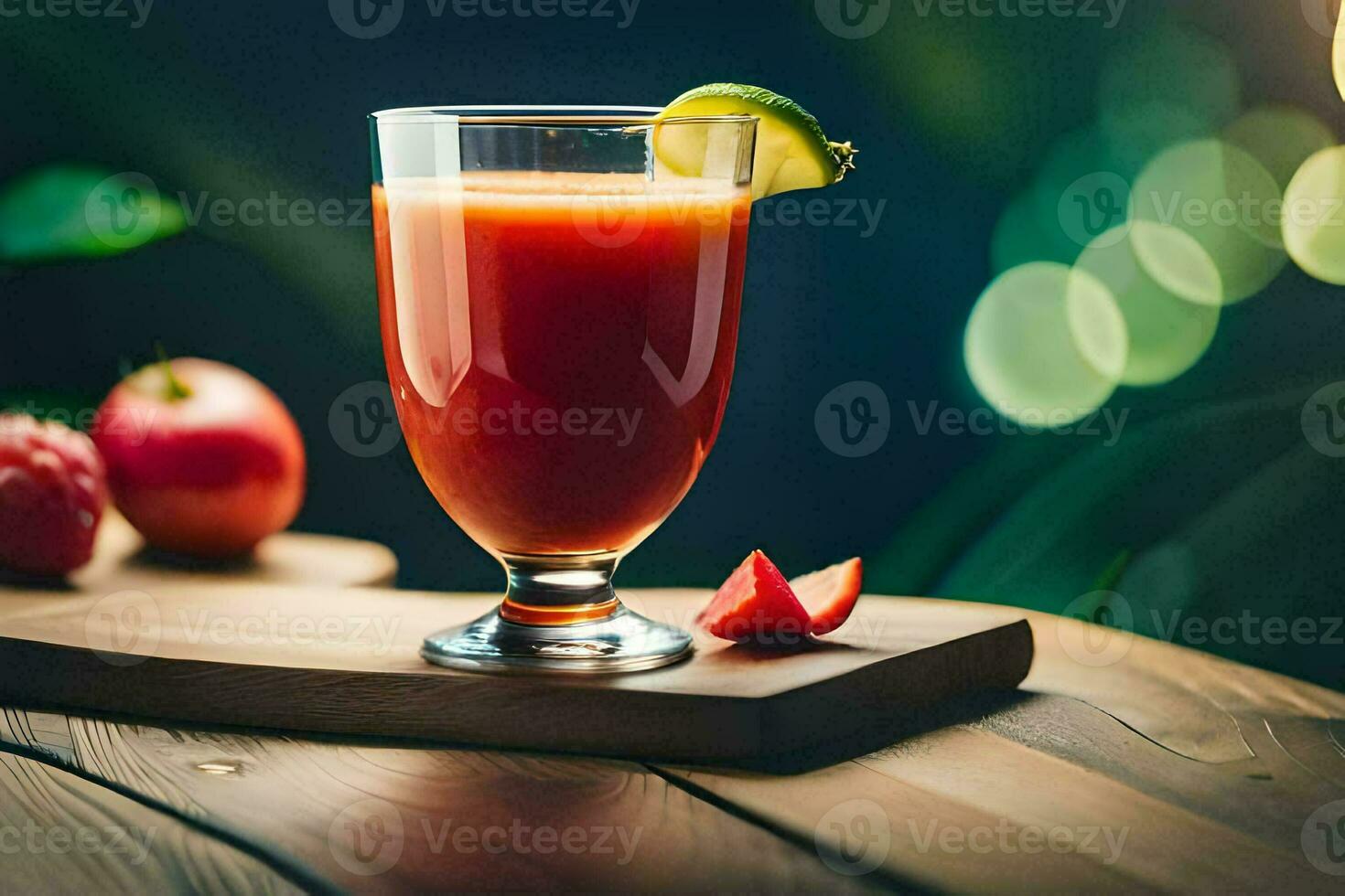 AI generated a glass of juice with a slice of lime on top photo