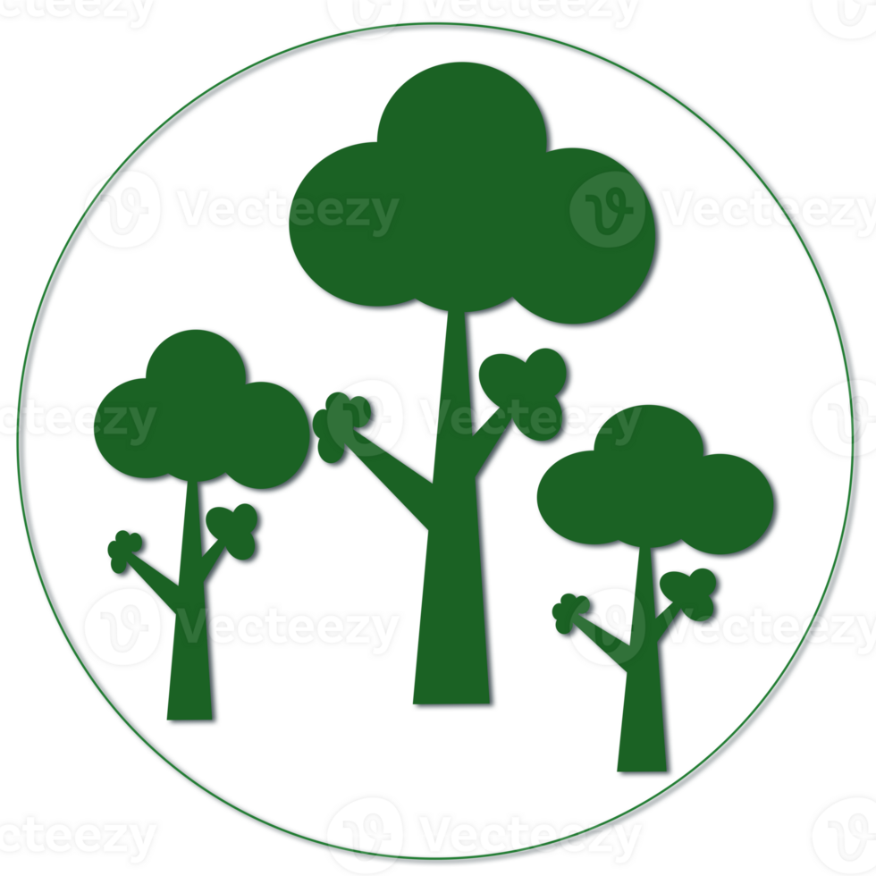 illustration de vert arbre à l'intérieur une vert cercle ou forêt symbole png