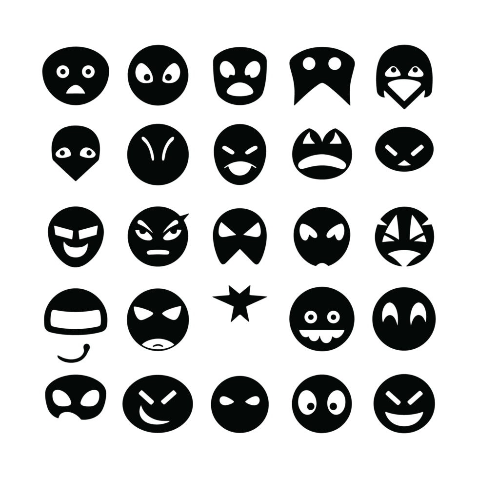 Face emotion icons silhouette PNG file