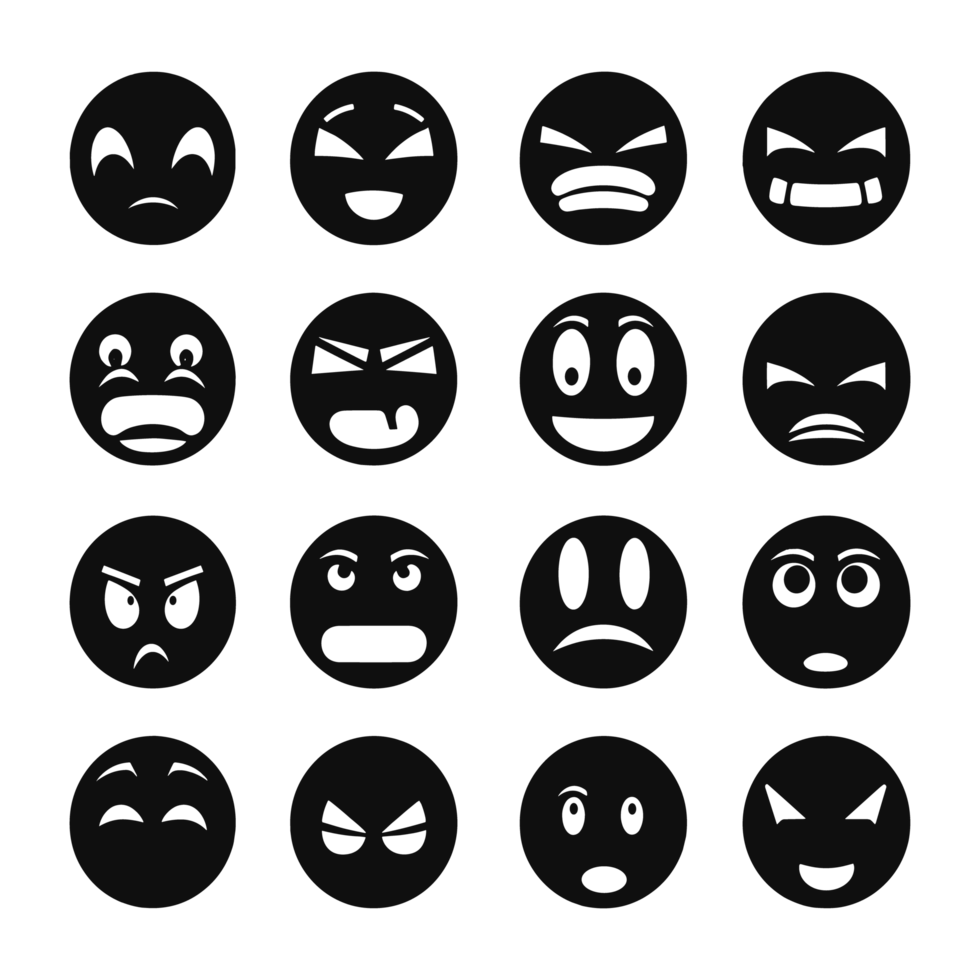 Face emotion icons silhouette PNG file