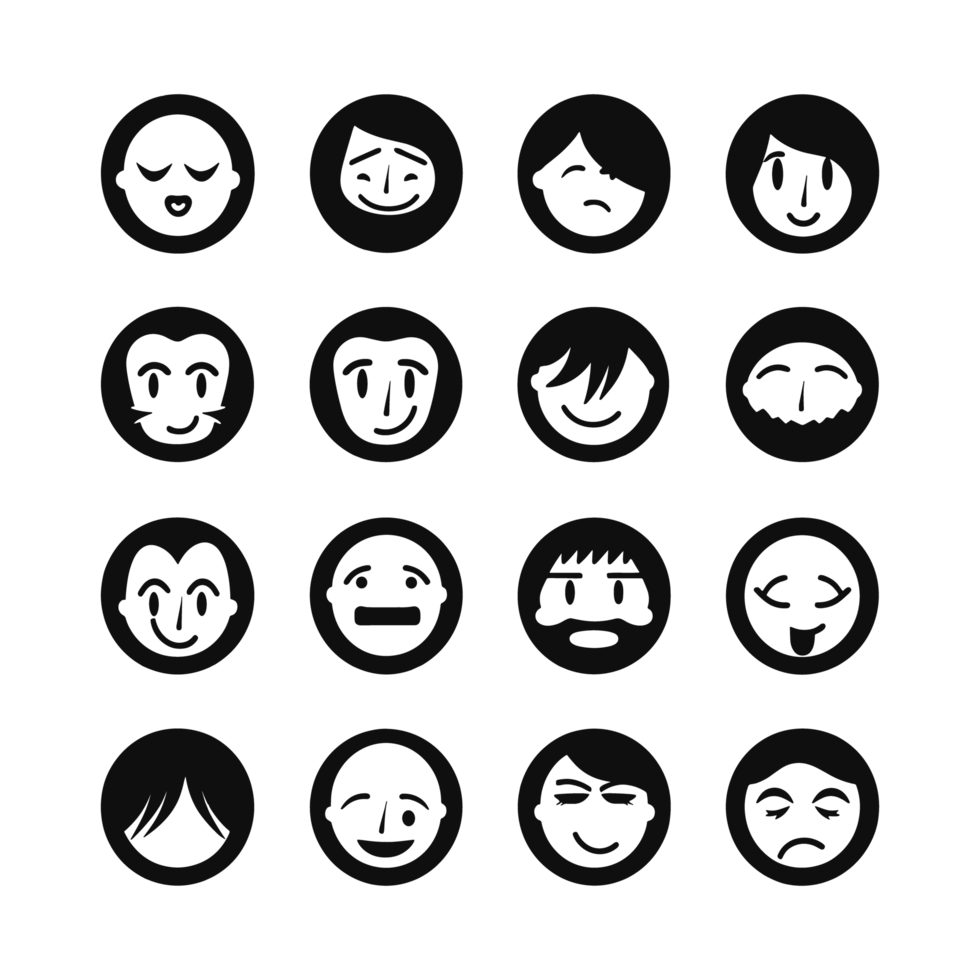 Face emotion icons silhouette PNG file