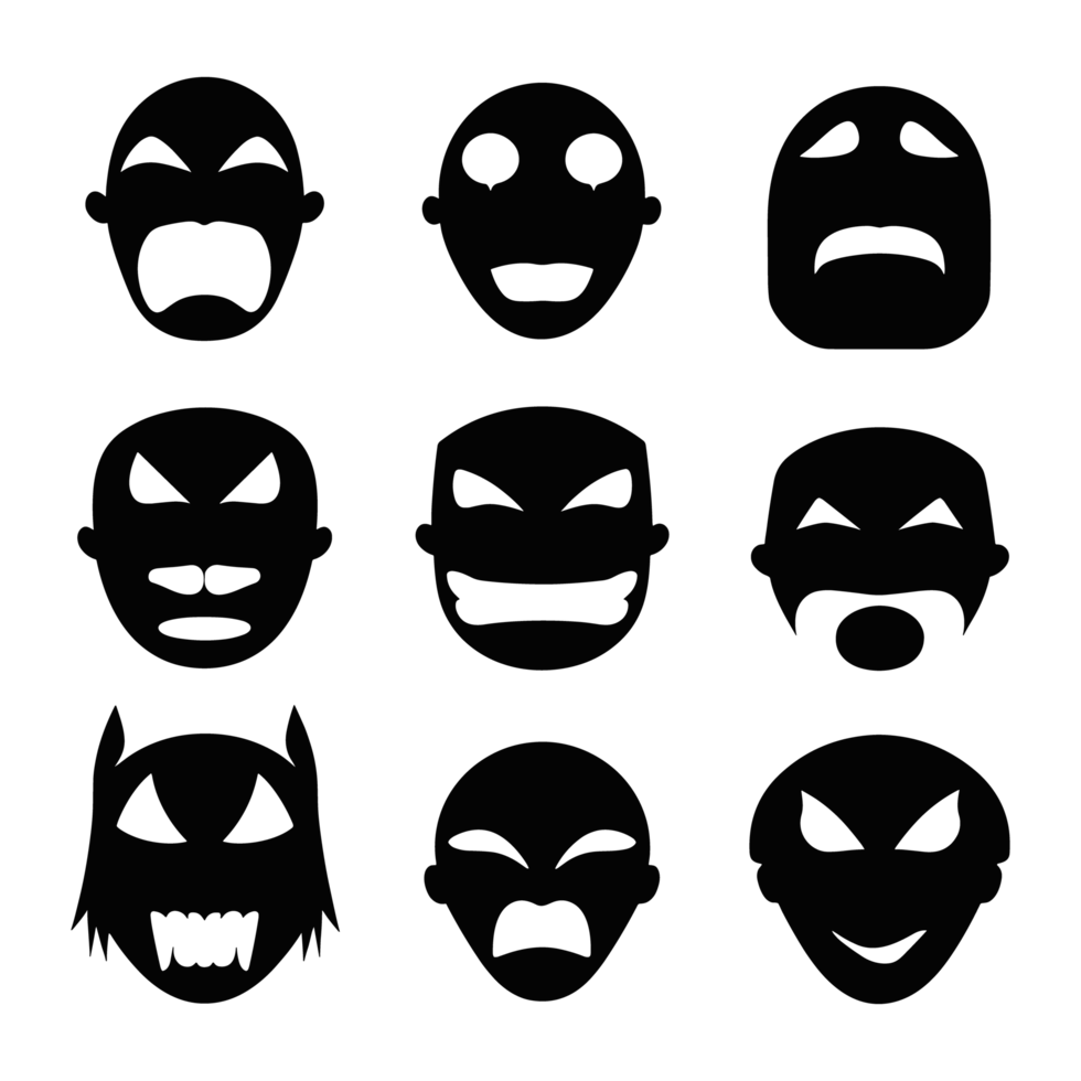 Face emotion icons silhouette PNG file