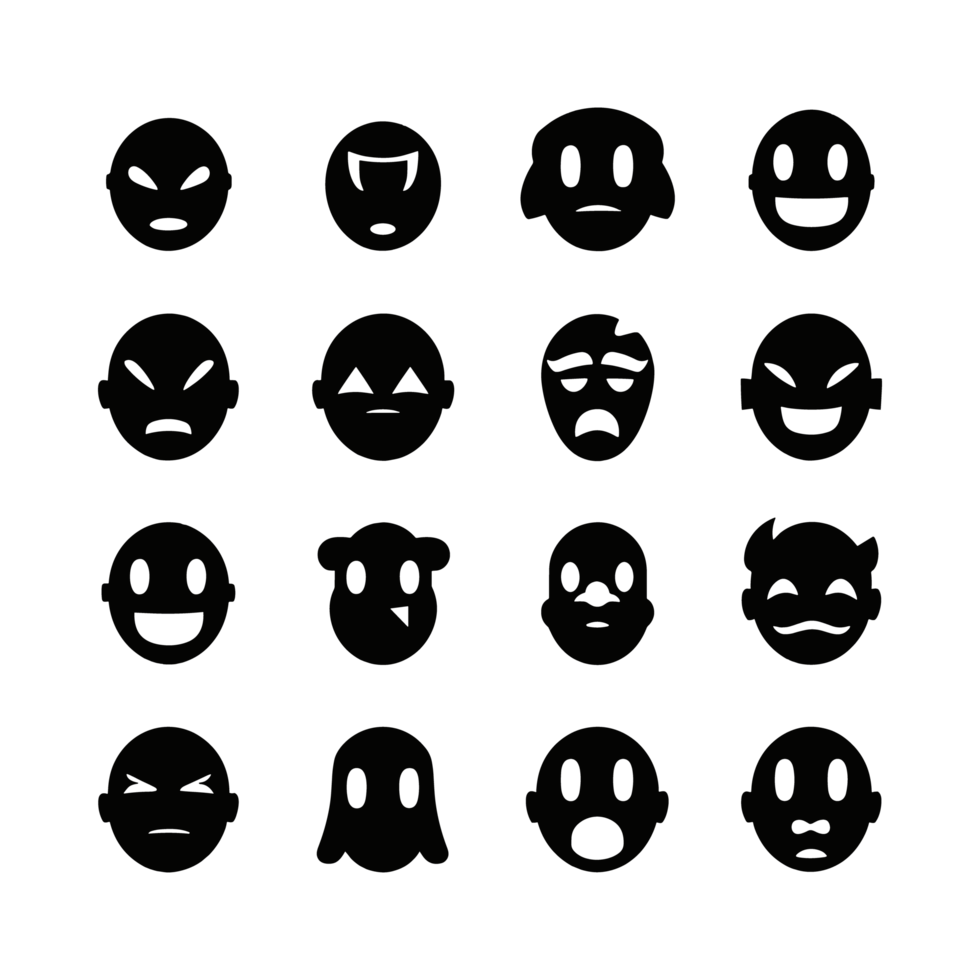 Face emotion icons silhouette PNG file
