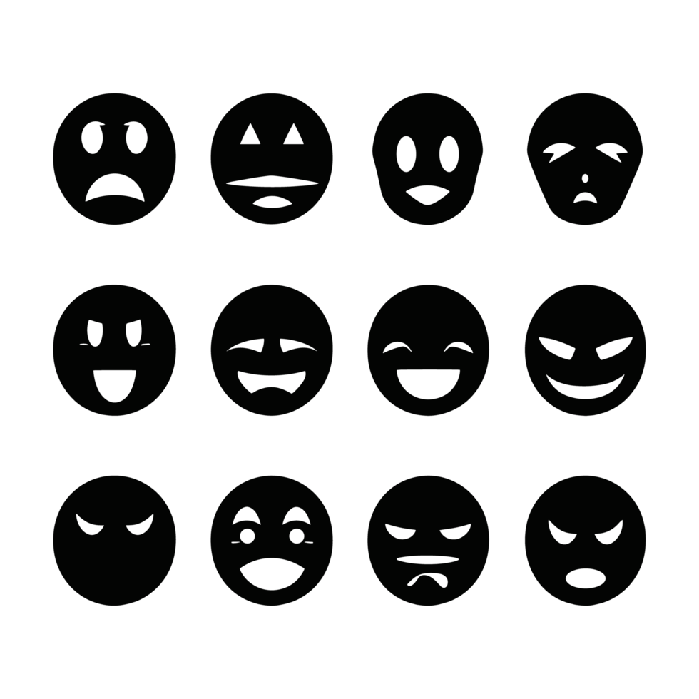 Face emotion icons silhouette PNG file