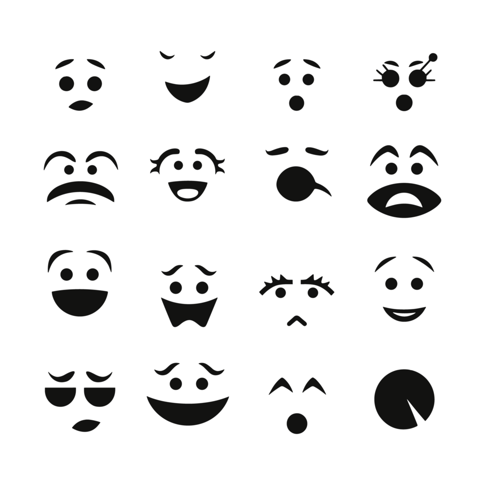 Face emotion icons silhouette PNG file