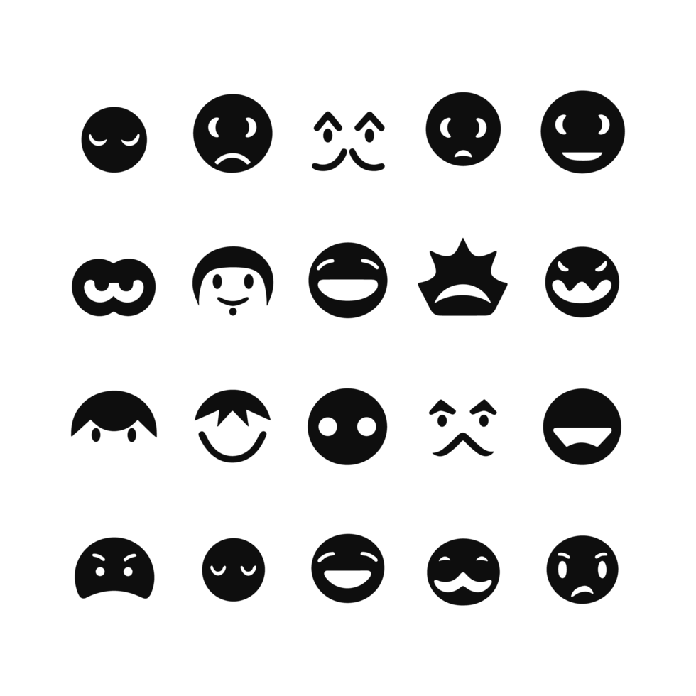 Face emotion icons silhouette PNG file
