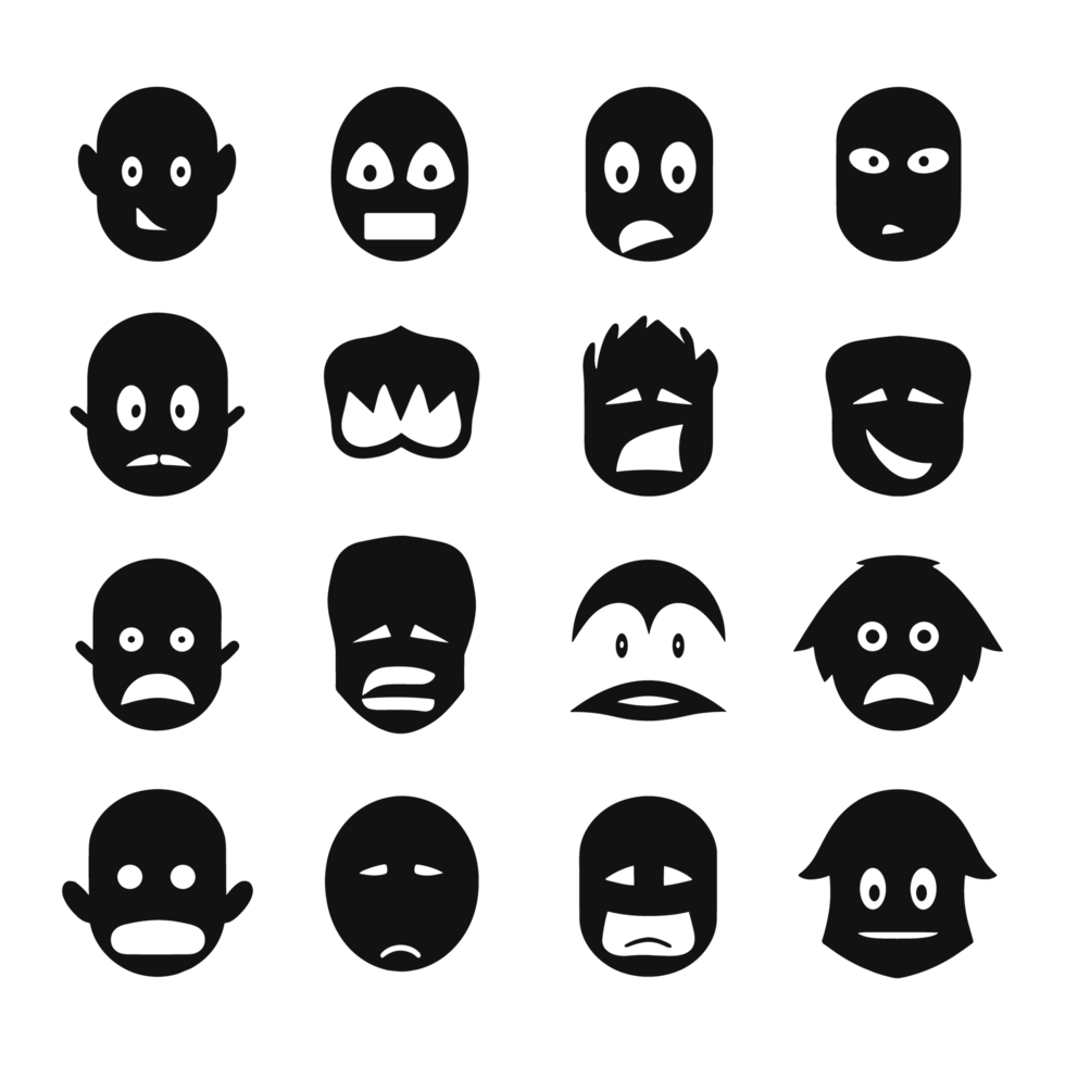 Face emotion icons silhouette PNG file