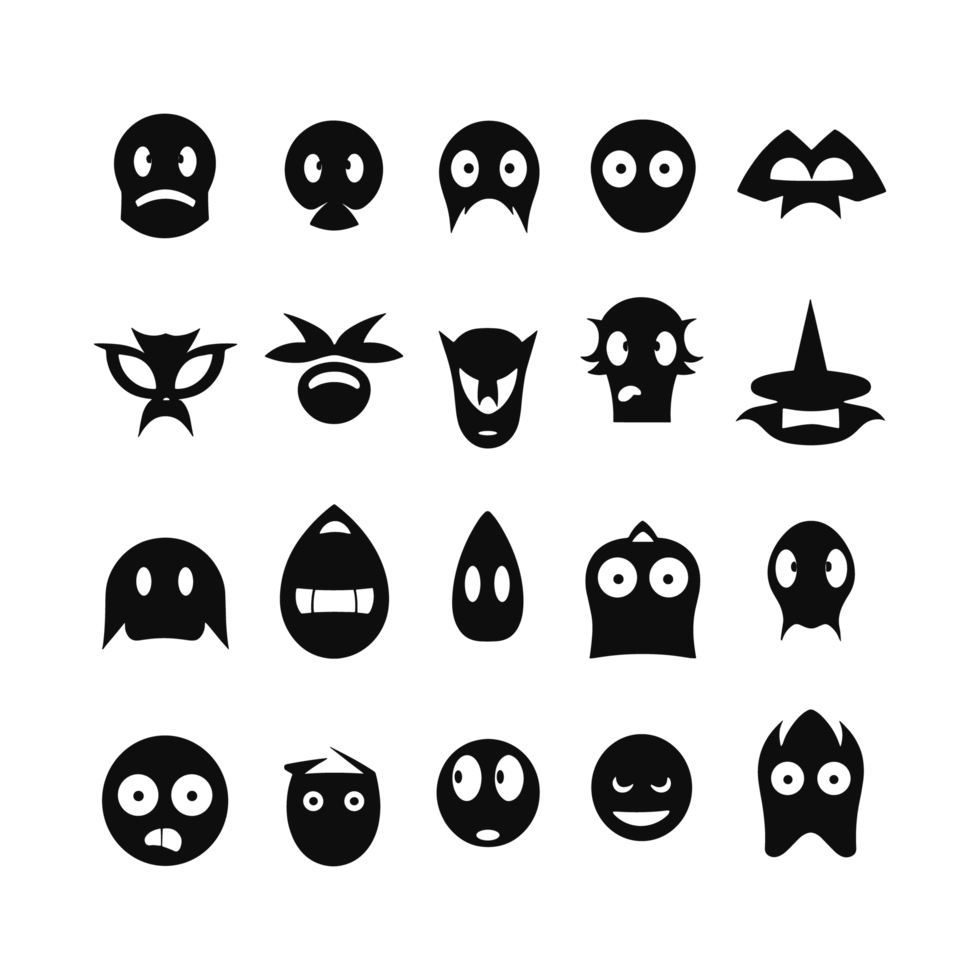 Face emotion icons silhouette PNG file