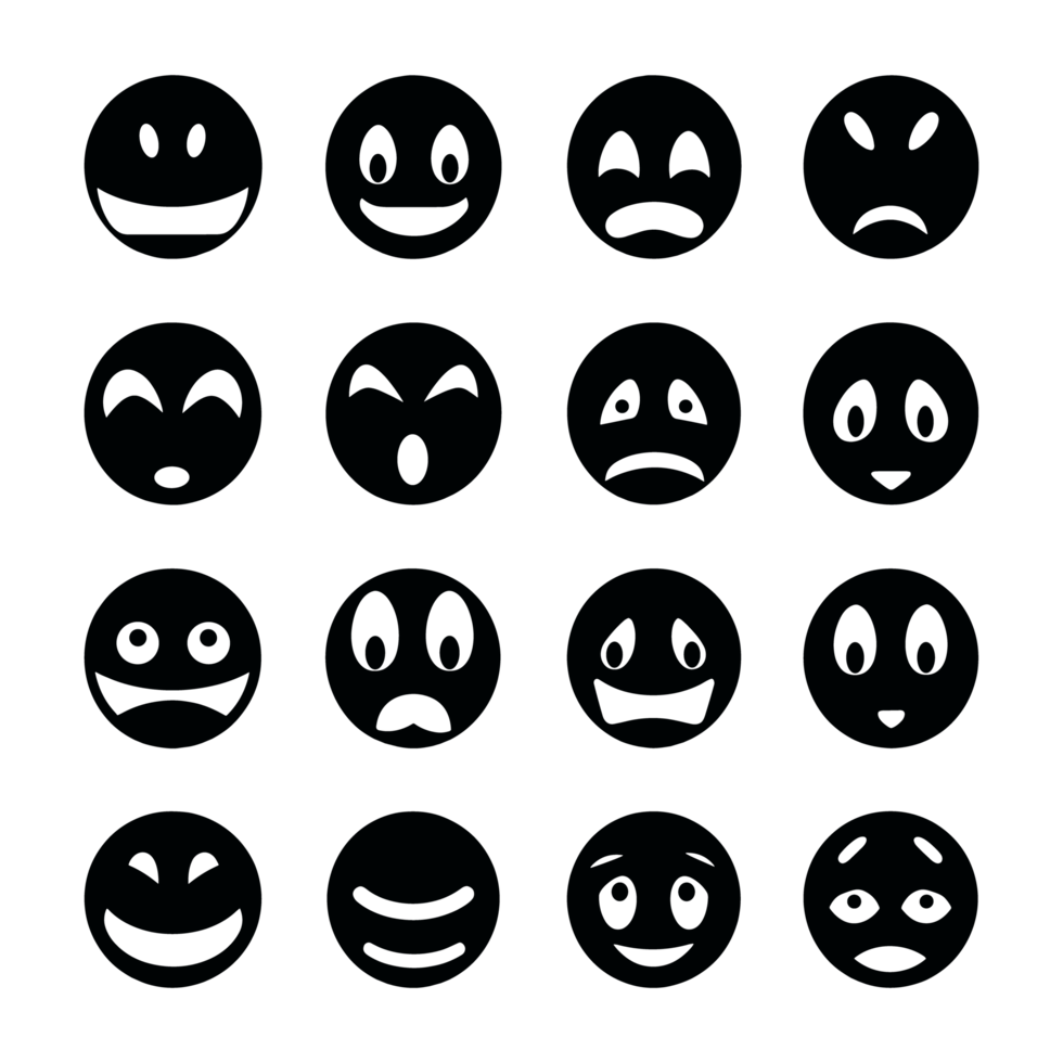 Face emotion icons silhouette PNG file