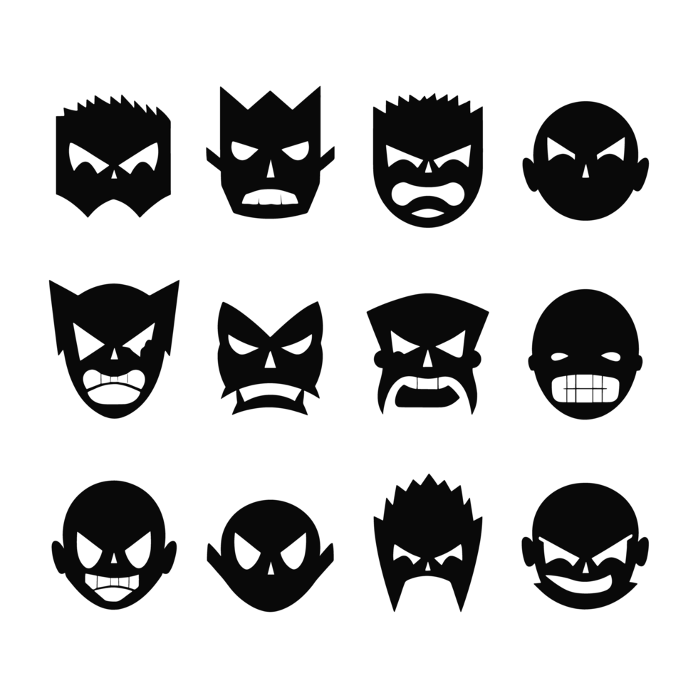 Face emotion icons silhouette PNG file