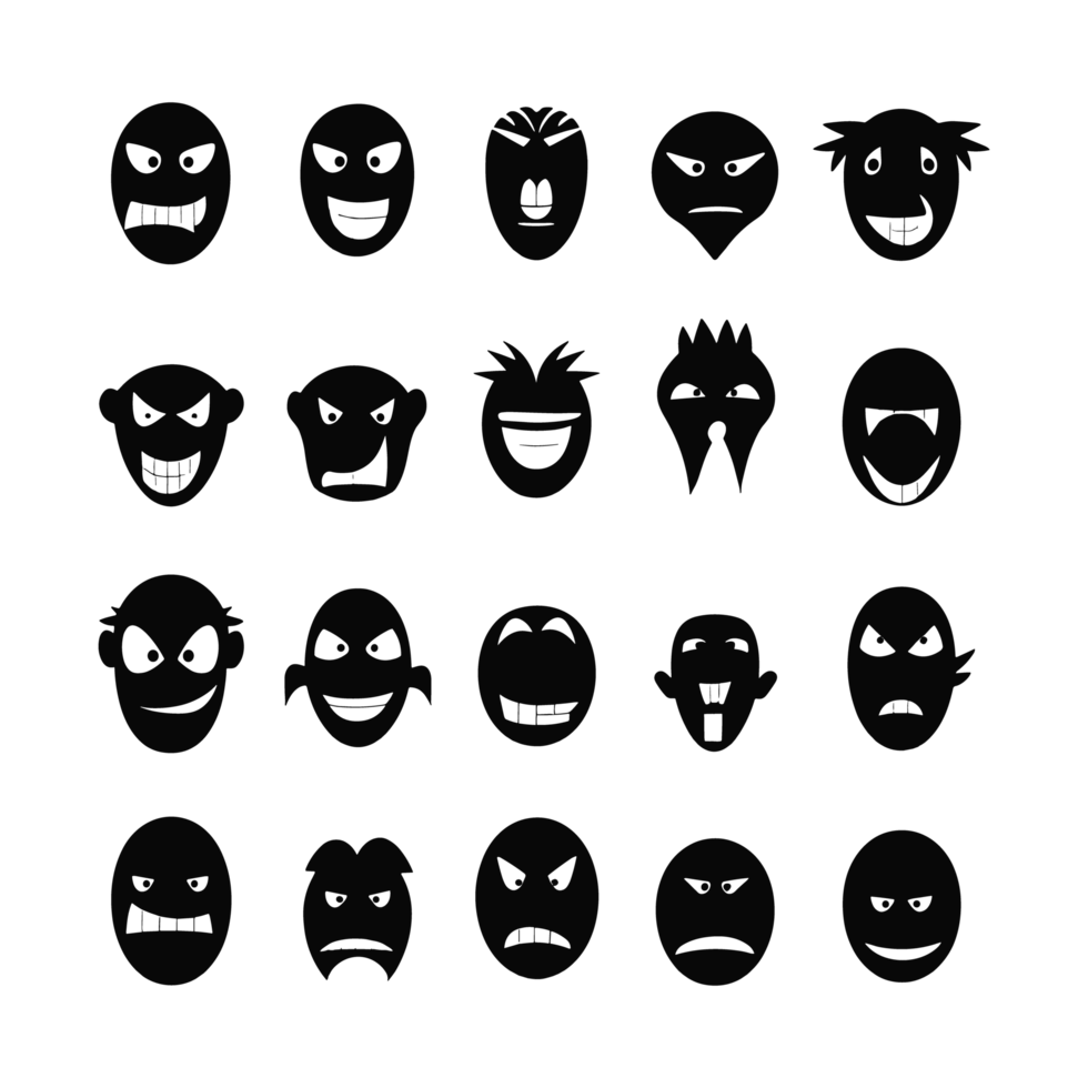 Face emotion icons silhouette PNG file