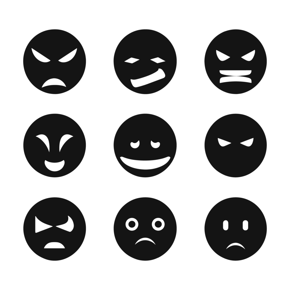 Face emotion icons silhouette PNG file