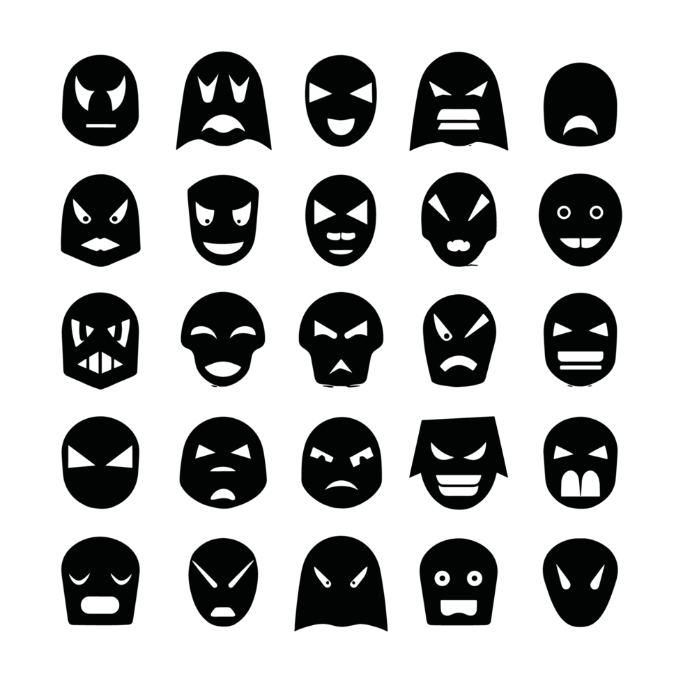 Face emotion icons silhouette PNG file