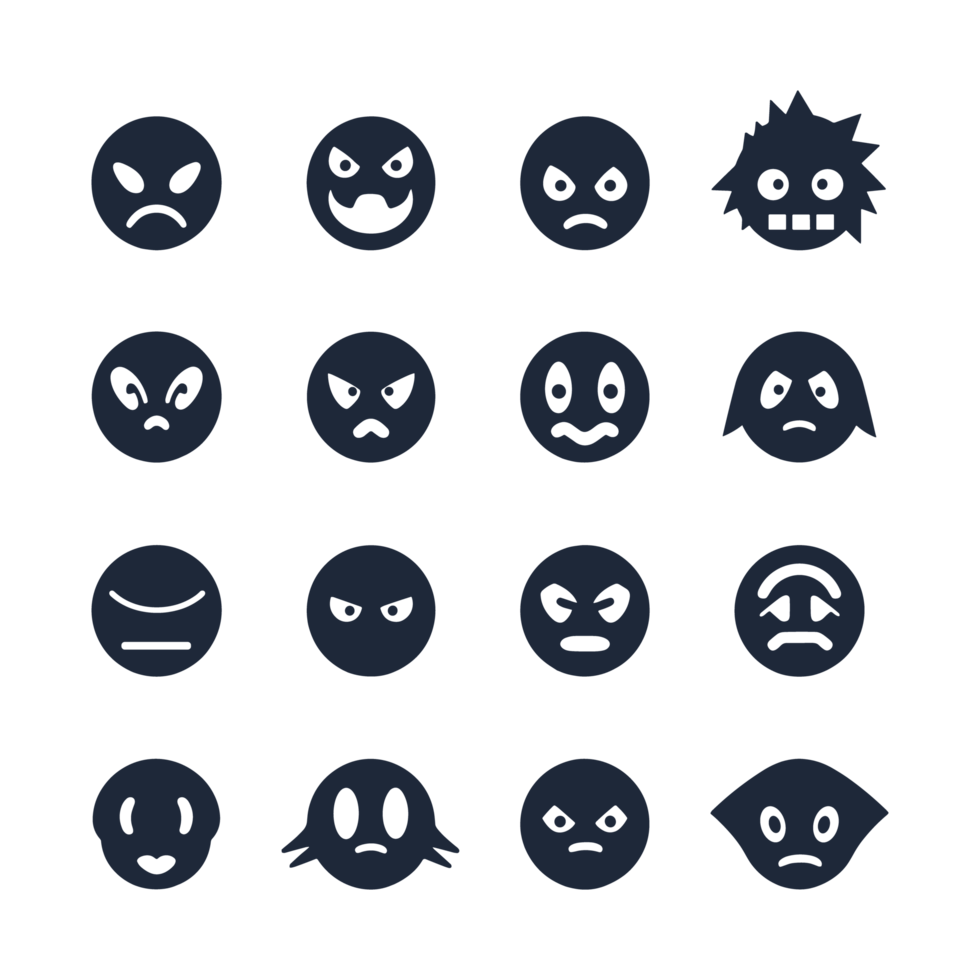 Face emotion icons silhouette PNG file