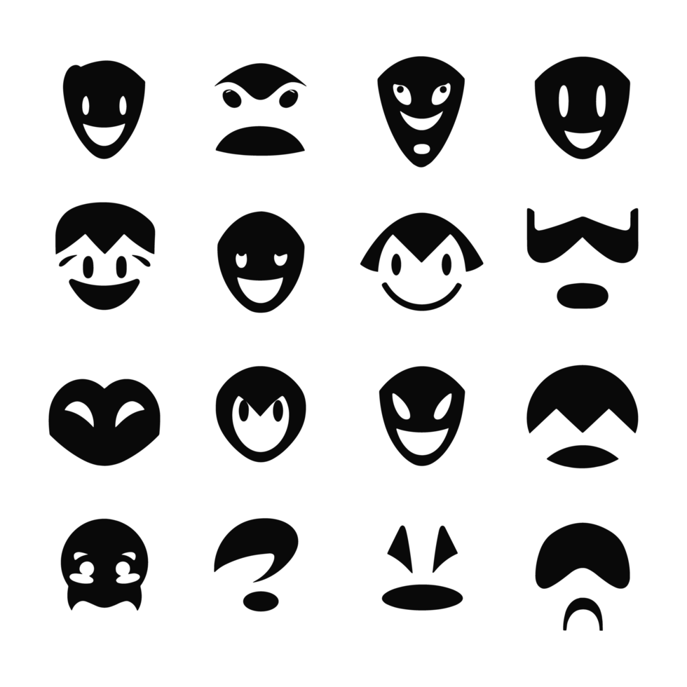 Face emotion icons silhouette PNG file