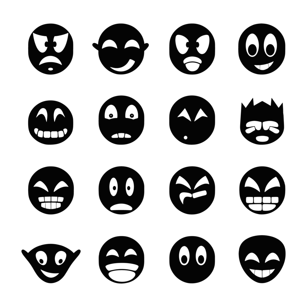 Face emotion icons silhouette PNG file