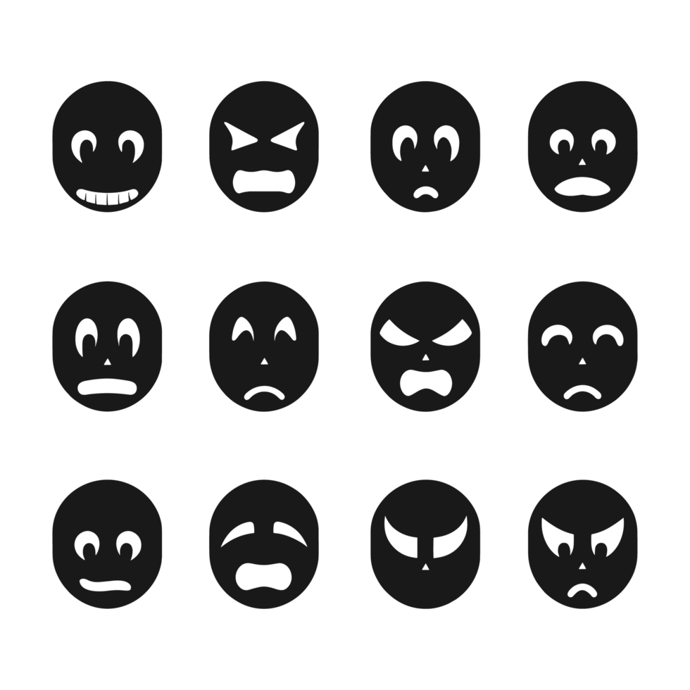 Face emotion icons silhouette PNG file