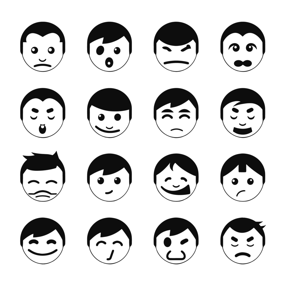 Face emotion icons silhouette PNG file