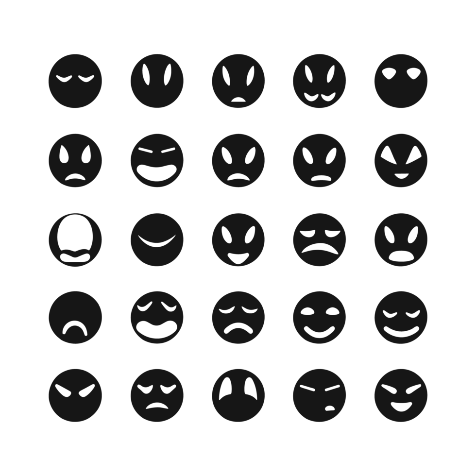 Face emotion icons silhouette PNG file