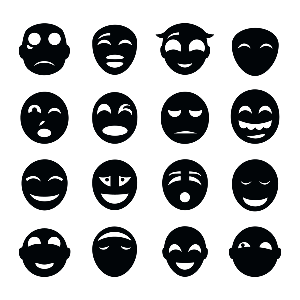 Face emotion icons silhouette PNG file