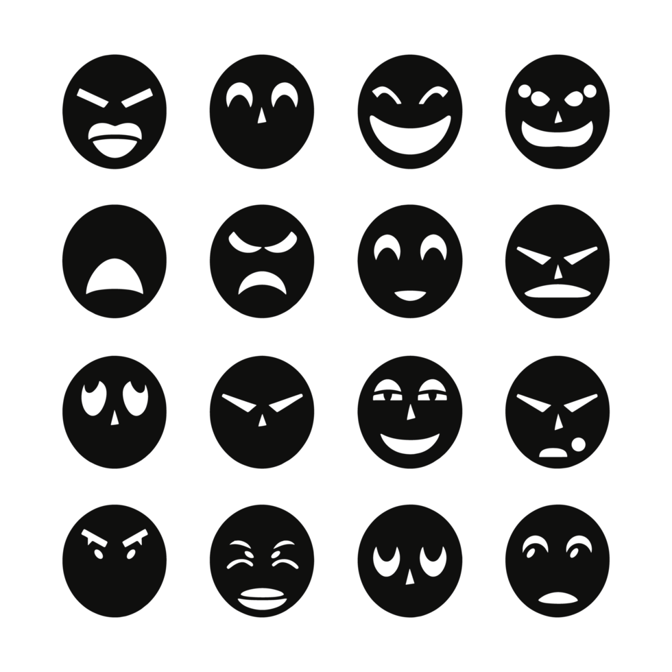 Face emotion icons silhouette PNG file