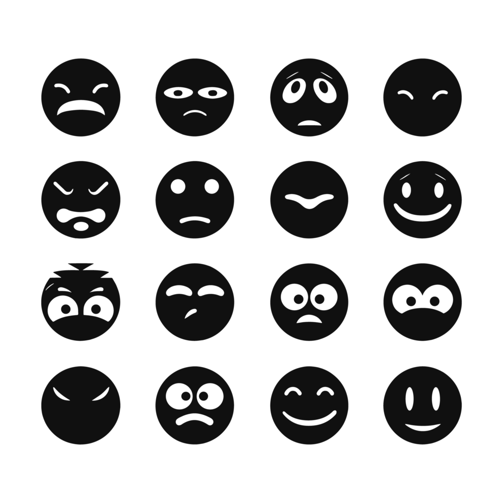 Face emotion icons silhouette PNG file