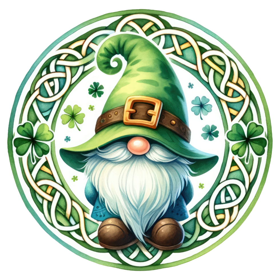 AI generated St Patrick Leprechaun Gnome dressed in green png